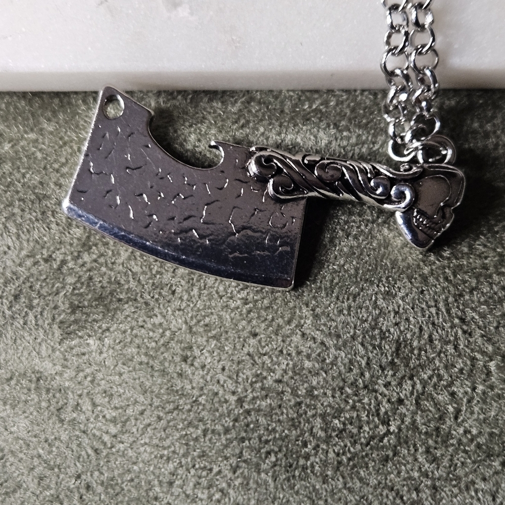 Silver Carved Butcher's Knife Necklace